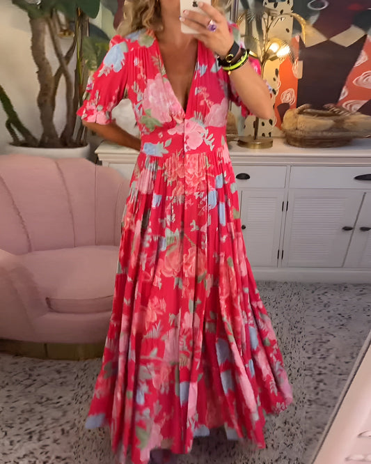 Carine Floral V-Neck Dress