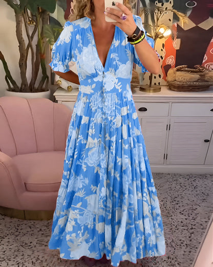 Carine Floral V-Neck Dress