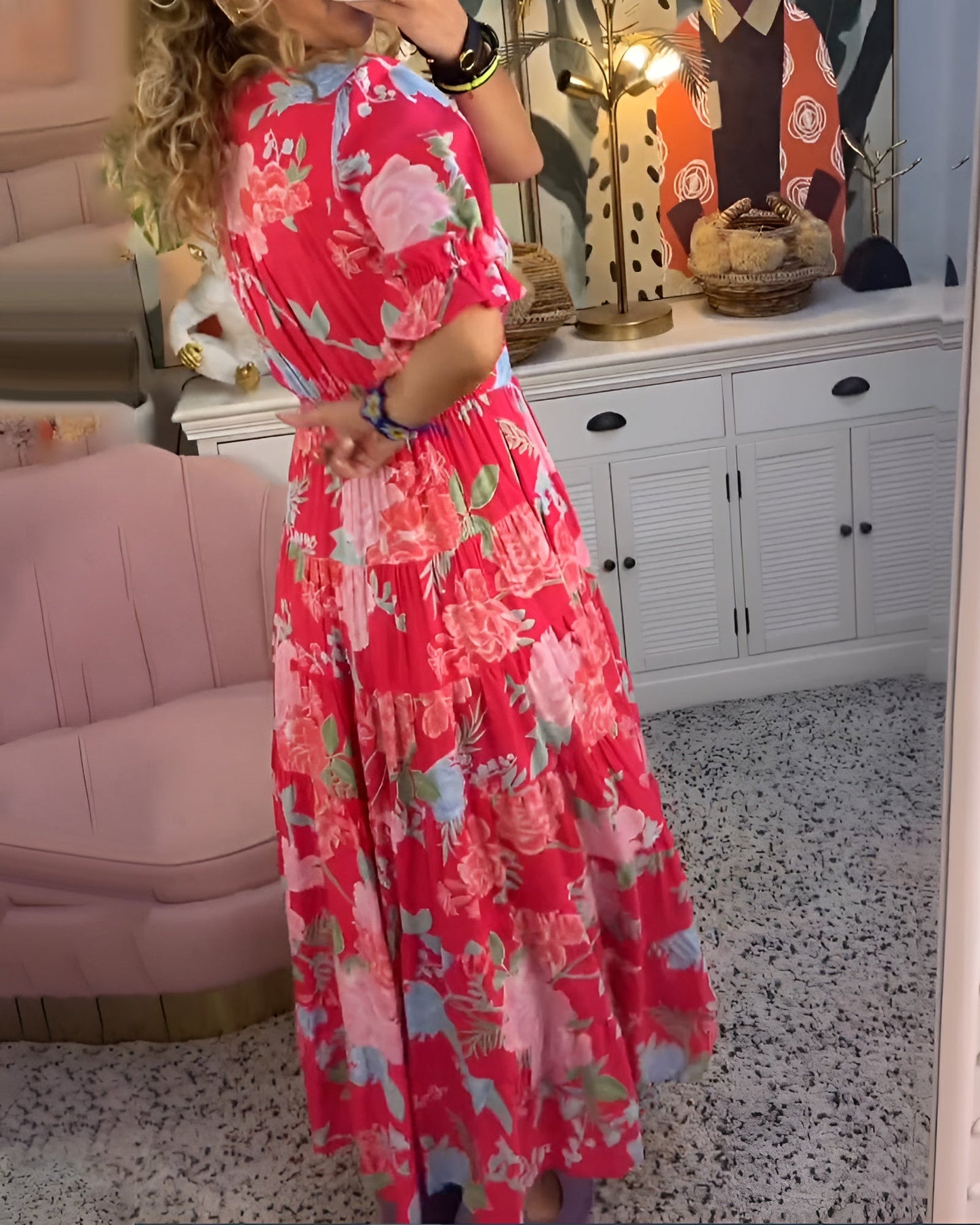 Carine Floral V-Neck Dress