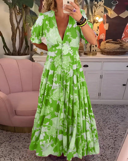 Carine Floral V-Neck Dress